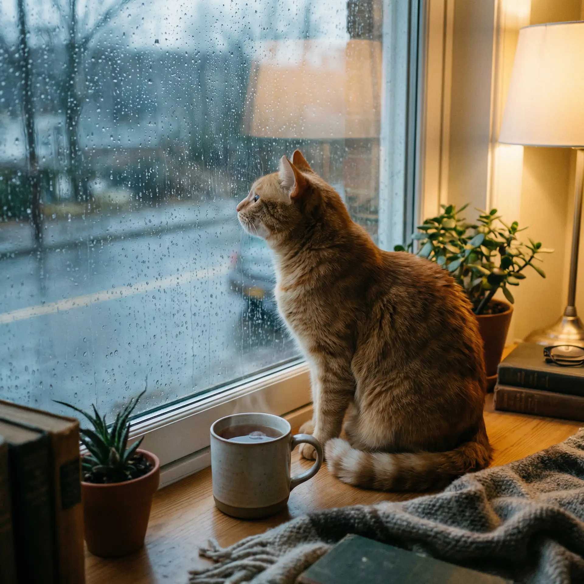 猫咪望着窗外的雨 - 狼友集中营